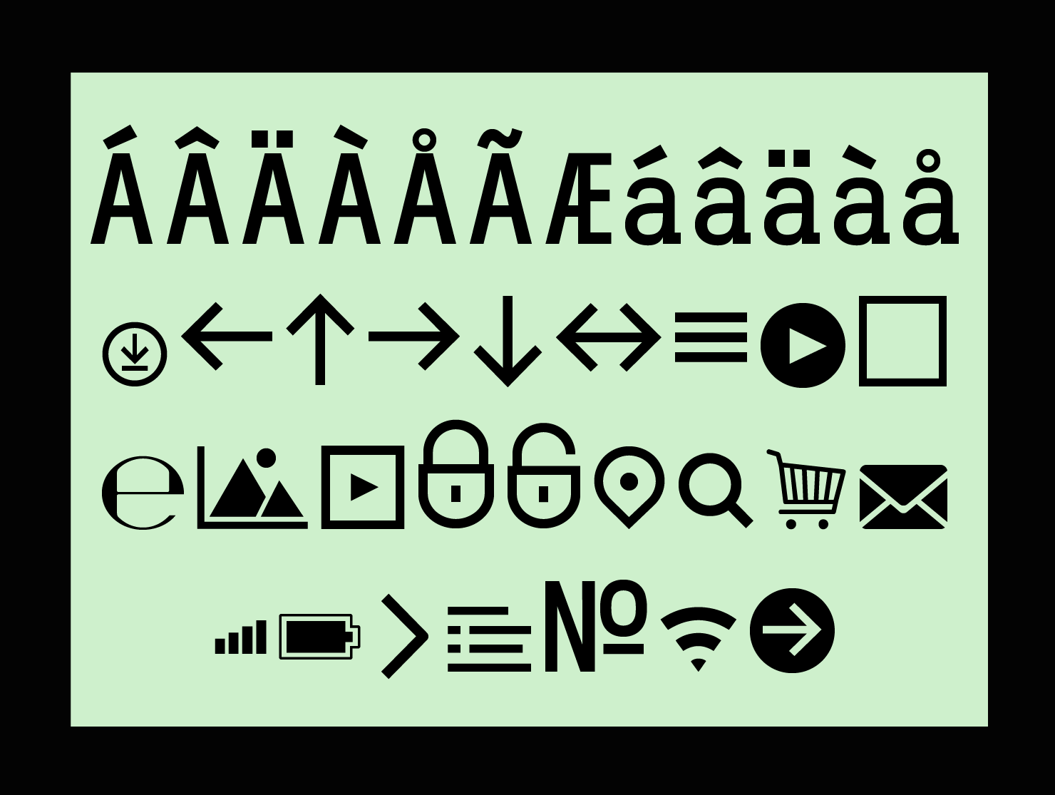 Multilingual monospaced font